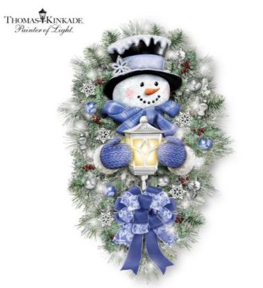 图片 "A Warm Winter Welcome" Snowman Wreath