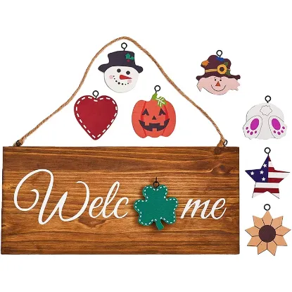 图片 Interchangeable Gnome Wood Sign - 12 Swappable Pieces