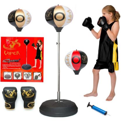 图片 Viper Kids/Junior/Children Free Standing Punch Boxing Bag Set Toy 4FT with Free Gloves White/Gold