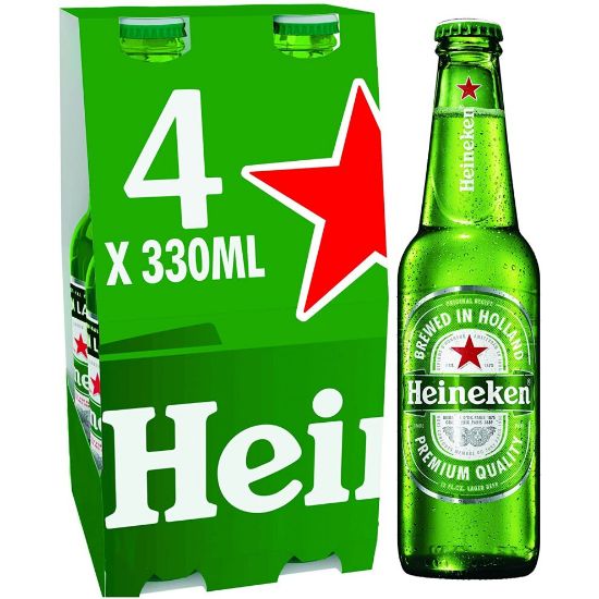 图片 Heineken Premium Lager Beer Bottle, 4 x 330ml