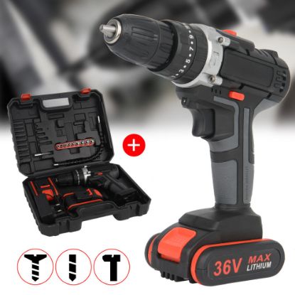 图片 36V 2Speed Power Cordless Combi impact Drill Screwdriver 2 Batteries