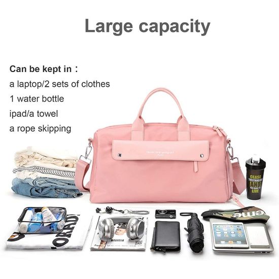 图片 SZRHY Sports Gym Bag for Women, Waterproof Travel Duffle Bag Holdall for Swimming Yoga Training, Crossbody Overnight Bag Weekender with Shoes