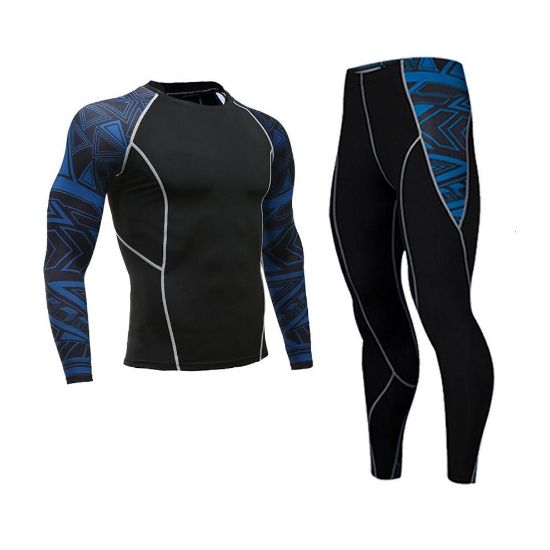 图片 (2-piece suit-771, S) Men,s Running Fitness Sportswear Athletic Physical Training Clothes Sports Suits Workout Kit