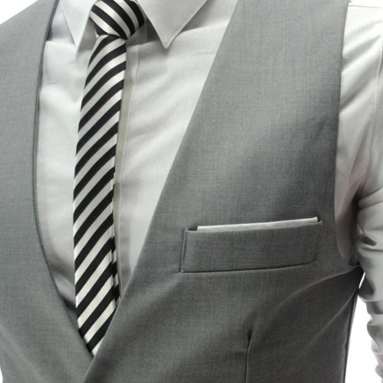 图片 Share  (Black, S) Men Vests, Waistcoat, V Neck Sleeveless, Buttons Blazer Plus Size, Formal Business Jacket