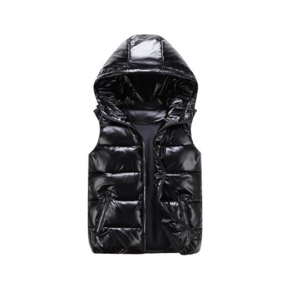 图片 (Black, M) New Short Bright Color Cotton Padded Jacket Sleeveless Female Winter Waistcoat Vest