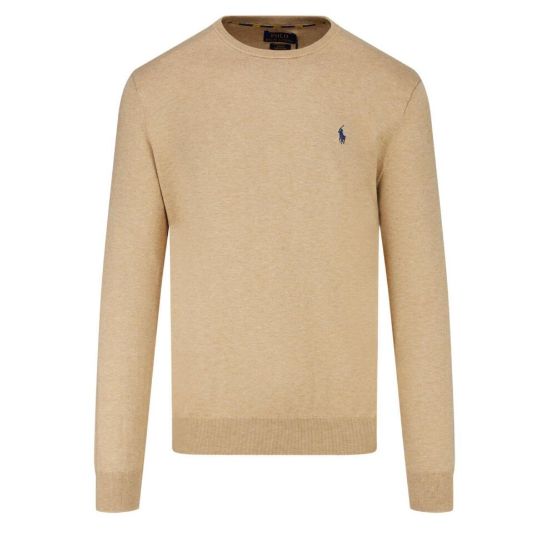 图片 (XL) Ralph Lauren Men's 'POLO' Slim Fit Crewneck Jumper - Camel