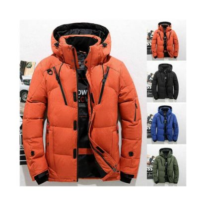 图片 Men's warm duck down jacket ski jacket hooded down coat