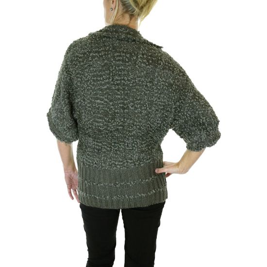 图片 Soft Boucle Knit Tie Front Shrug Cardigan Jumper Olive Green 6-12 (One Size)