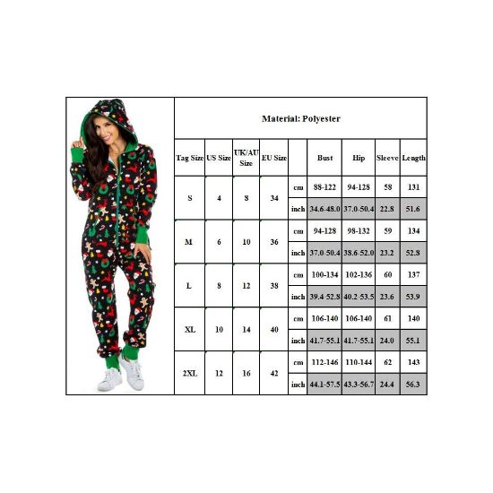 图片 Holiday Onesie Unisex Full Zip Up Tops Christmas Print Hooded Sleepwear One Piece Set New