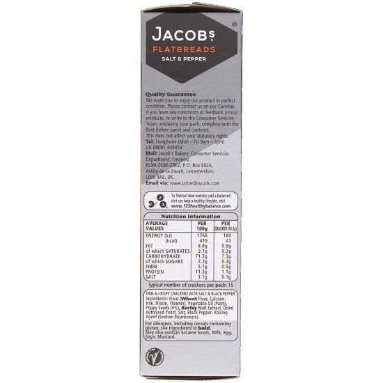 图片 Jacob's Salt & Pepper Flatbreads, 150 g