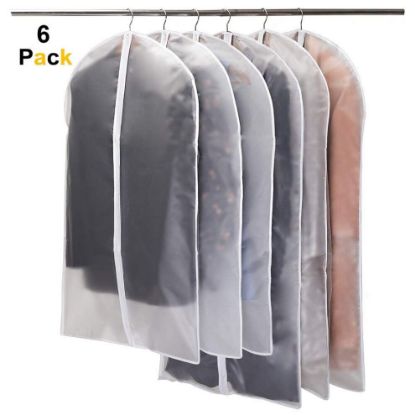 图片 (white100X3 and 120X3) Transparent Clothing Covers, Garment Suit Dress Jacket Clothes Coat Dustproof Cover, Protector, Travel Bag