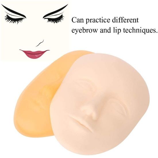 图片 3D Silicone Tattoo Mannequin Head Practice Permanent Makeup Microblading Training Fake Skin for Eyebrow Lip Head Eye False Lashes Eyelash Extensions