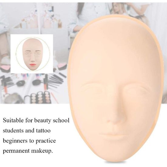 图片 3D Silicone Tattoo Mannequin Head Practice Permanent Makeup Microblading Training Fake Skin for Eyebrow Lip Head Eye False Lashes Eyelash Extensions