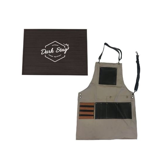 图片 Dark Stag Barber Apron & Rubber Station Mat Complet Tools Work Station