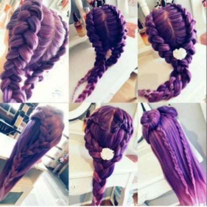 图片 Neverland Practice Practice Training Head Synthetic Hair 64 cm Purple Hair Styling Braid Set