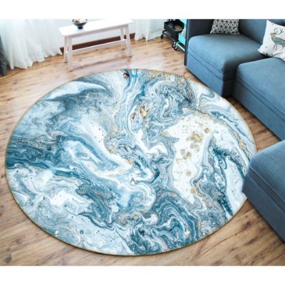 图片 3D Blue Marble Texture 2661 Round Non Slip Rug Mat