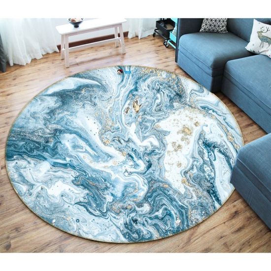 图片 3D Blue Marble Texture 2661 Round Non Slip Rug Mat