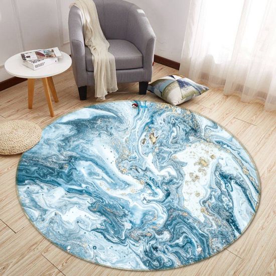 图片 3D Blue Marble Texture 2661 Round Non Slip Rug Mat