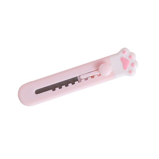 图片 7pc Kawaii Cartoon Mini Pocket Cat Paw Art Utility Knife Express Box Envelope Paper Cutter Knife Refillable Blade Stationery