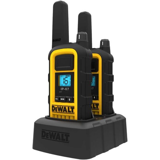 图片 DeWalt DXPMR800 Heavy Duty Professional Walkie Talkie PMR Radio with Up to 15 Floors/10km Range, License Free-Black and Yellow, Black & Yellow, 2 Pack