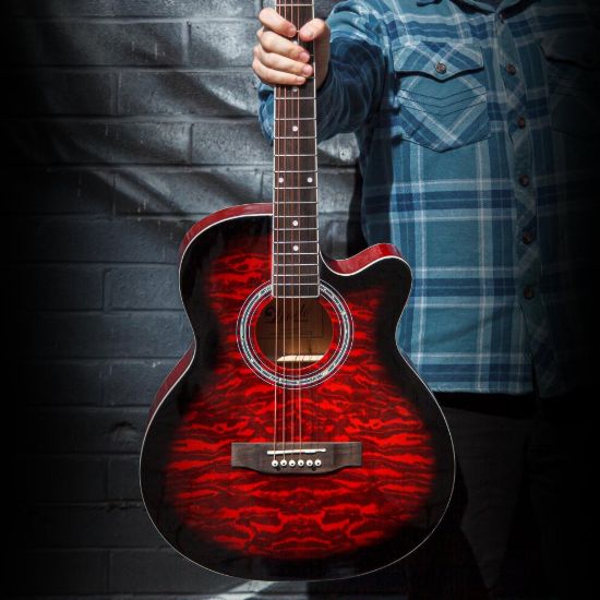 图片 Lindo Standard Ruby Red Acoustic Guitar and Accessory Pack