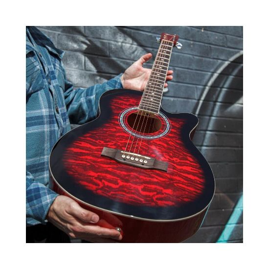 图片 Lindo Standard Ruby Red Acoustic Guitar and Accessory Pack