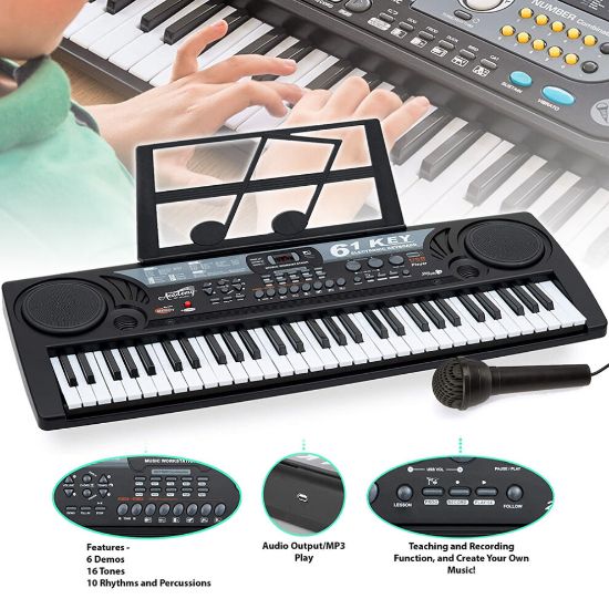 图片 Electronic Keyboard Digital Piano inc Microphone 61 Key Teaching Record Modes