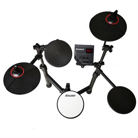 图片 Carlsbro Club 100 Electric Drum Kit 5-Piece Electronic Digital Set with Stool, Headphones and Sticks Foldable Jazz Club Big Band Silent Quiet Practice