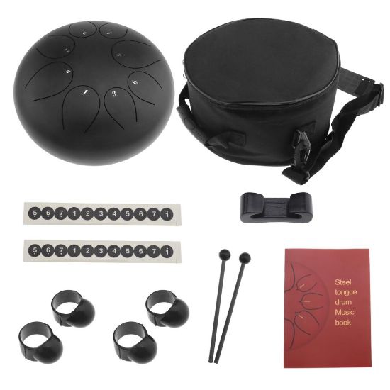 图片 10 Inch Handpan Tongue Drum Set with Drum Mallet Music Book Stickers Storage Bag