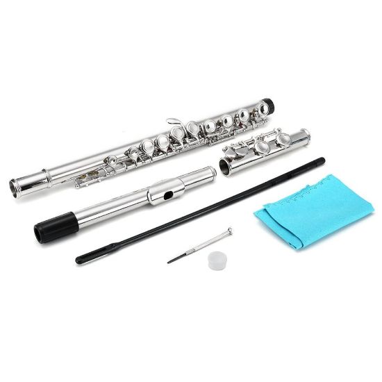 图片 16 Holes C Key Colored Flute Nickel Plated Silver Tube Woodwind Instrument with Box