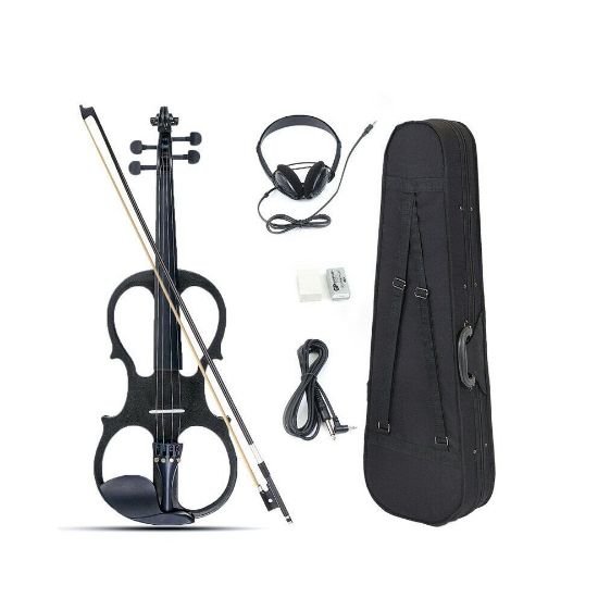 图片 4/4 Electric Violin Full Size Basswood with Connecting Line Earphone & Case for Beginners