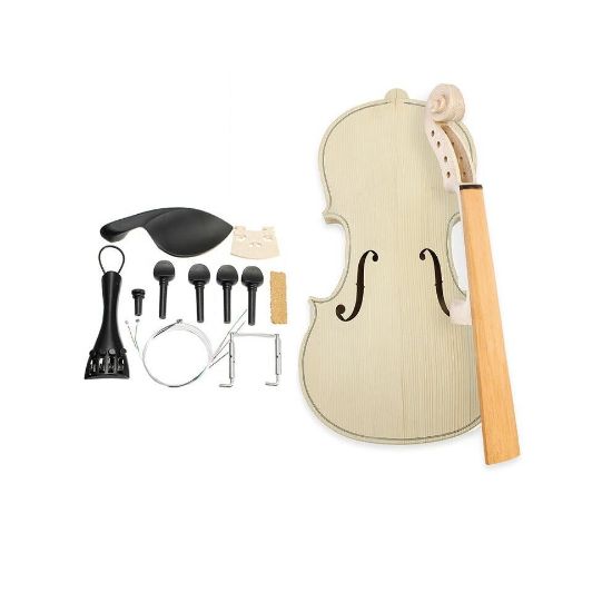 图片 DIY Natural Solid Wood Violin Fiddle 4/4 Size Kit Spruce Top Maple Back Fiddle