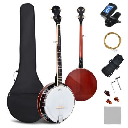 图片 Costway 5 String Concert Banjo 39 Inch Banjos Kit w/Remo Head Digital Tuner