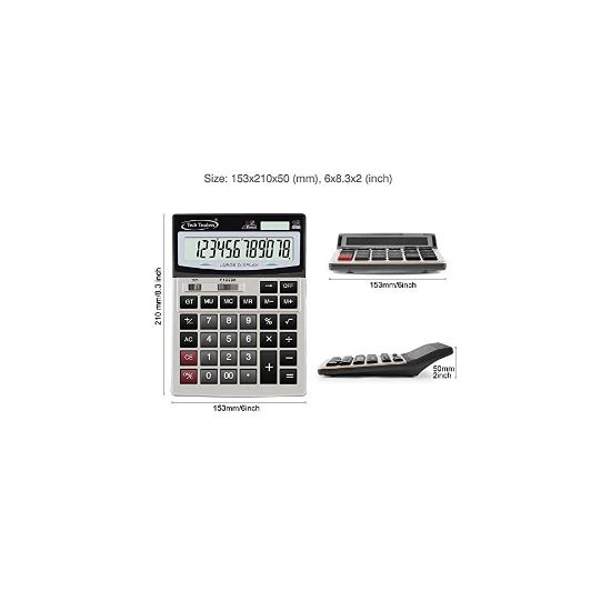 图片 Extra Large Desktop Calculator, Extra Large Key Solar and Battery Dual Power Portable 12 Digit Large LCD Display Model 2019