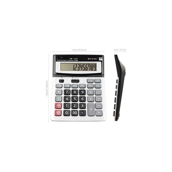 图片 Calculators HIHUHEN Large Calculator Solar & Battery Power 12 Digit Display Multi-Functional Big Button for Business Office School Calculating (2 x