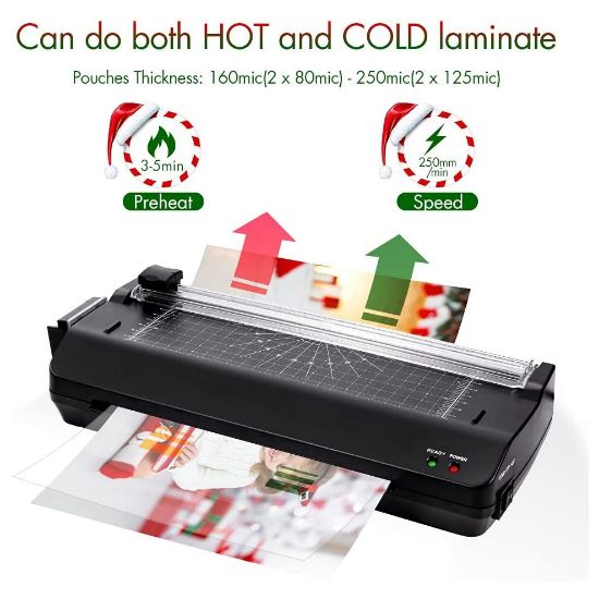 图片 A3 Laminator with 20 Laminating Pouches/Paper Cutter/Corner Rounder Laminate for A3/A4/A6