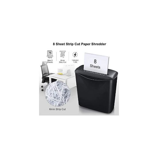 图片 Bonsaii 8 Sheet Strip Cut Paper Shredder, Credit Card CD/DVD Shredder for Home Use With 13L Wastebasket,Black(S120-C)