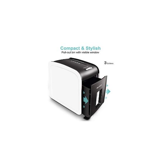 图片 EZBASICS 5-Sheet Cross-Cut （Lubricant is not Needed） Paper and Credit Card Shredder with Pullout Basket, 58 dB, White