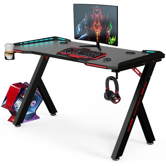 图片 (Desk) Gaming Desk RGB Lighting Home Office Desk