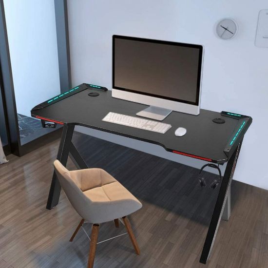 图片 (Desk) Gaming Desk RGB Lighting Home Office Desk