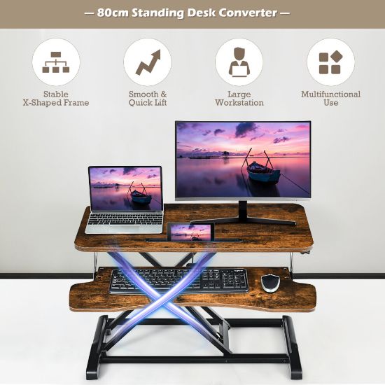 图片 Adjustable Standing Desk Converter Sit to Stand Raiser W/Keyboard Tray