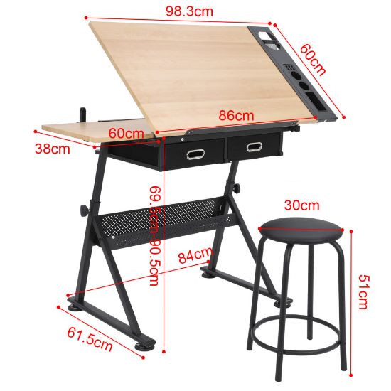 图片 Adjustable Drafting Table Drawing Craft Art Board Home Office Desk