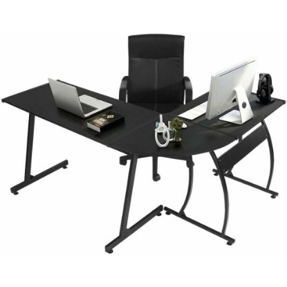 图片 Black Wood Corner Computer Desk