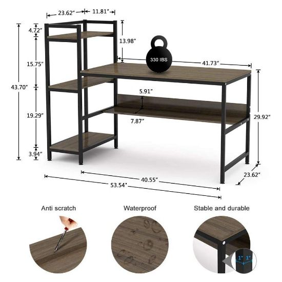 图片 Dripex Computer Desk with 4 Tier Storage Shelves