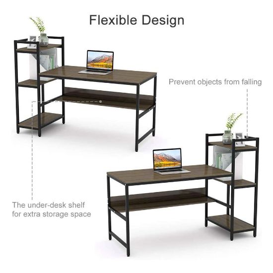 图片 Dripex Computer Desk with 4 Tier Storage Shelves