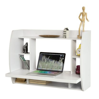 图片 SoBuy FWT18-W Wall-Mounted Desk | Computer Desk With Storage Shelves