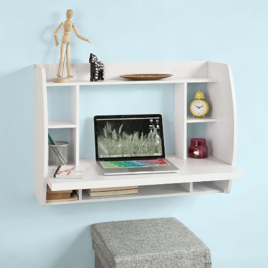 图片 SoBuy FWT18-W Wall-Mounted Desk | Computer Desk With Storage Shelves