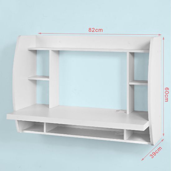 图片 SoBuy FWT18-W Wall-Mounted Desk | Computer Desk With Storage Shelves