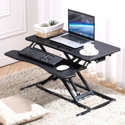 图片 Standing Desk Height Adjustable Sit Stand Home Computer Desk Converter Stand Up