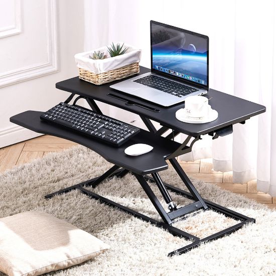 图片 Standing Desk Height Adjustable Sit Stand Home Computer Desk Converter Stand Up